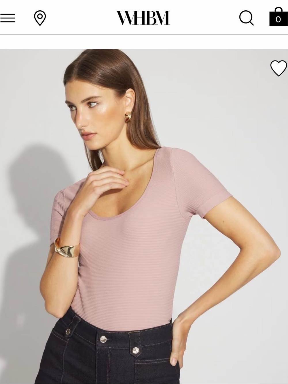WHBM FORME™ Rib Scoop Neck Top – Blush Pink – Size Large